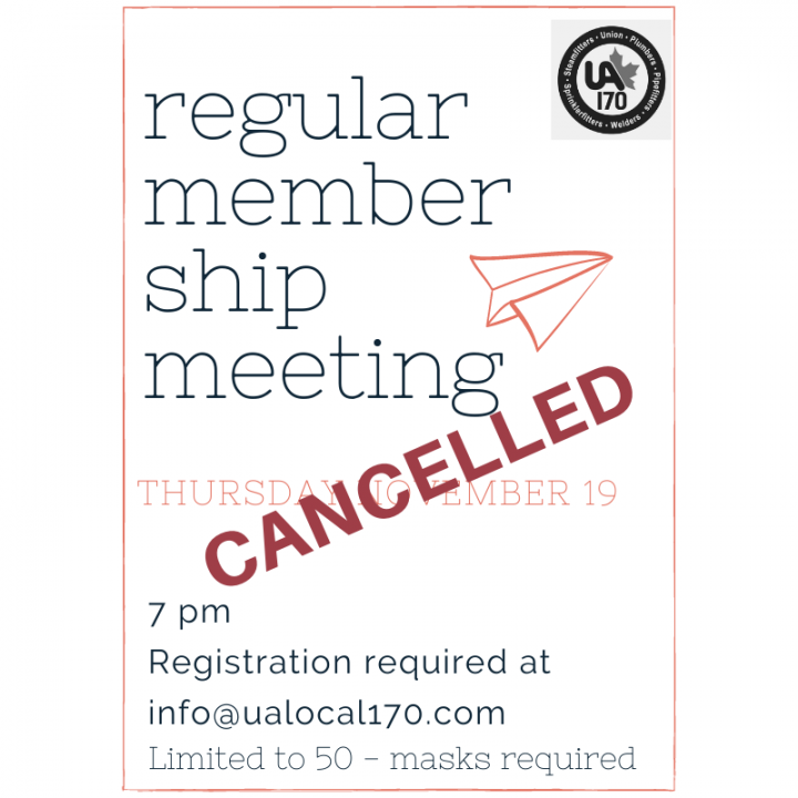 Regular Membership Meeting November 19, 2020 – 7 pm  CANCELLED