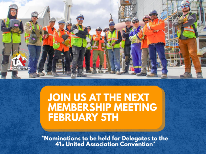 Next Membership Meeting February 5th, Nominations for UA Convention to be held