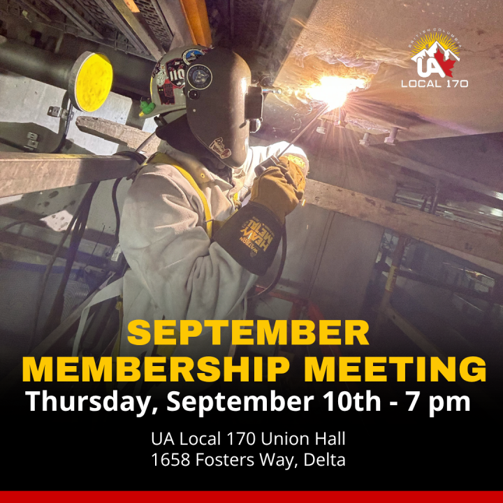 UA Local 170 membership meeting this Thursday!